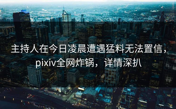 主持人在今日凌晨遭遇猛料无法置信，pixiv全网炸锅，详情深扒