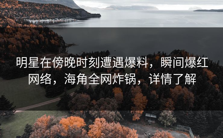 明星在傍晚时刻遭遇爆料，瞬间爆红网络，海角全网炸锅，详情了解