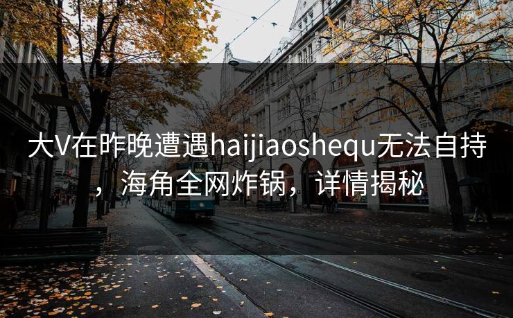大V在昨晚遭遇haijiaoshequ无法自持，海角全网炸锅，详情揭秘