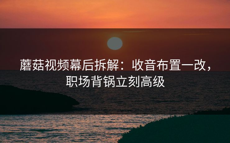 蘑菇视频幕后拆解：收音布置一改，职场背锅立刻高级